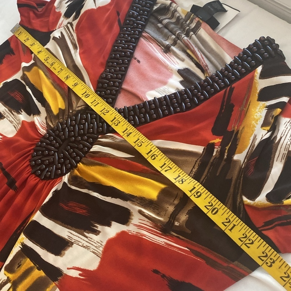 Ashley Stewart dress deep V-neckline w/heavy beadwork below knee size 18/20 NWT - Picture 5 of 9